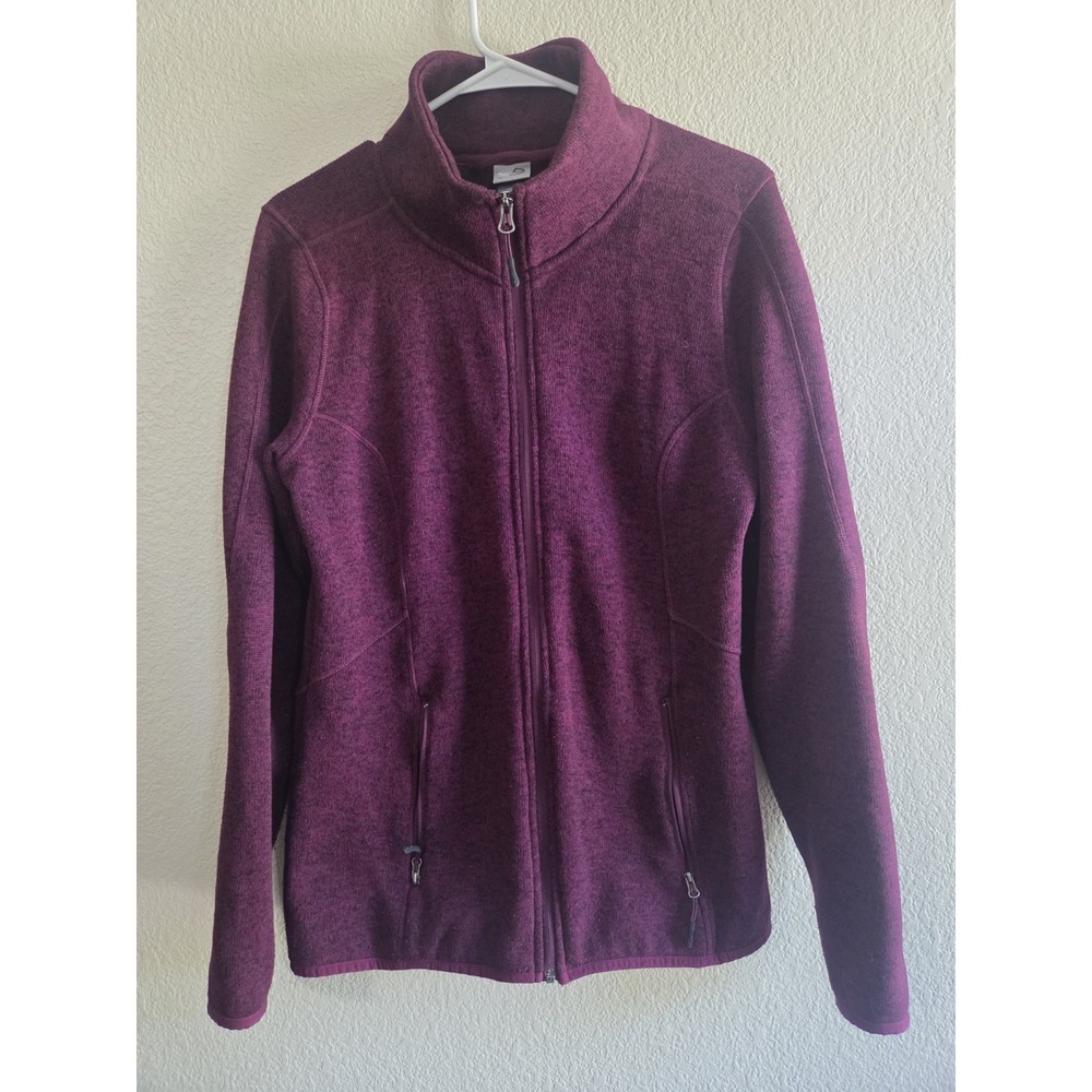 Champion Women's L Maroon Cranberry Running Fleece Jacket Full-Zip Activewear